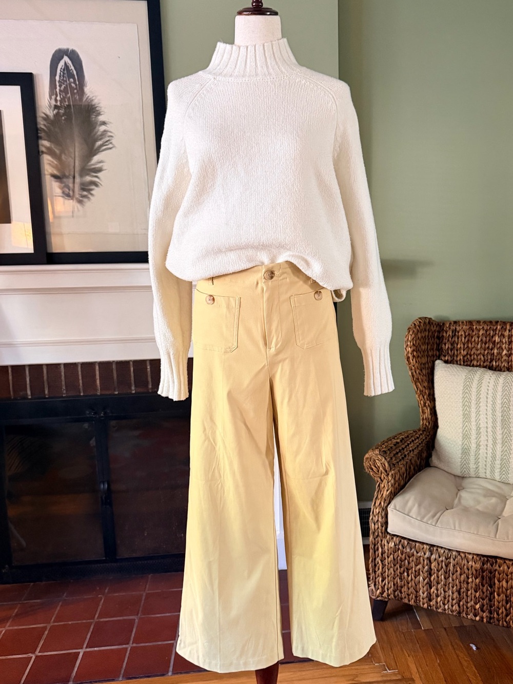 Jules & Leopold Butter Yellow Wide Leg Crop Pants NWOT Size L